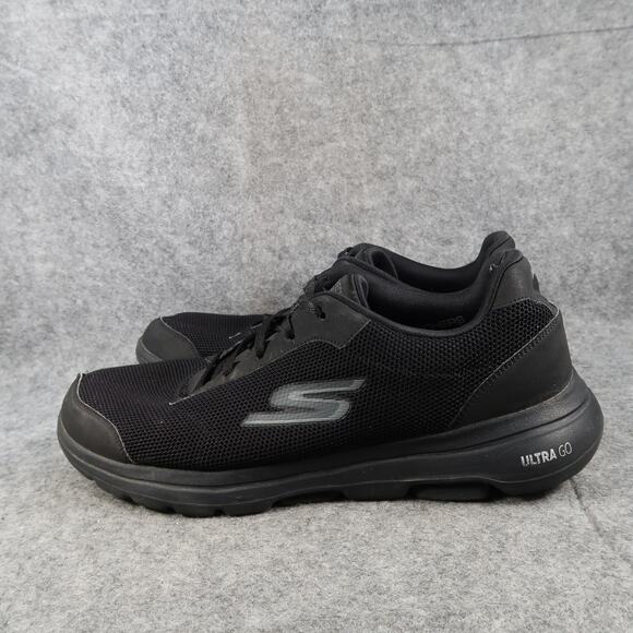 Skechers Shoes Mens 11.5 Athletic Trainer Go Walk Sneakers Casual Active Black - Picture 4 of 13
